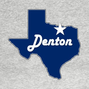 City of Denton Texas Lone Star State Map Navy Blue T-Shirt